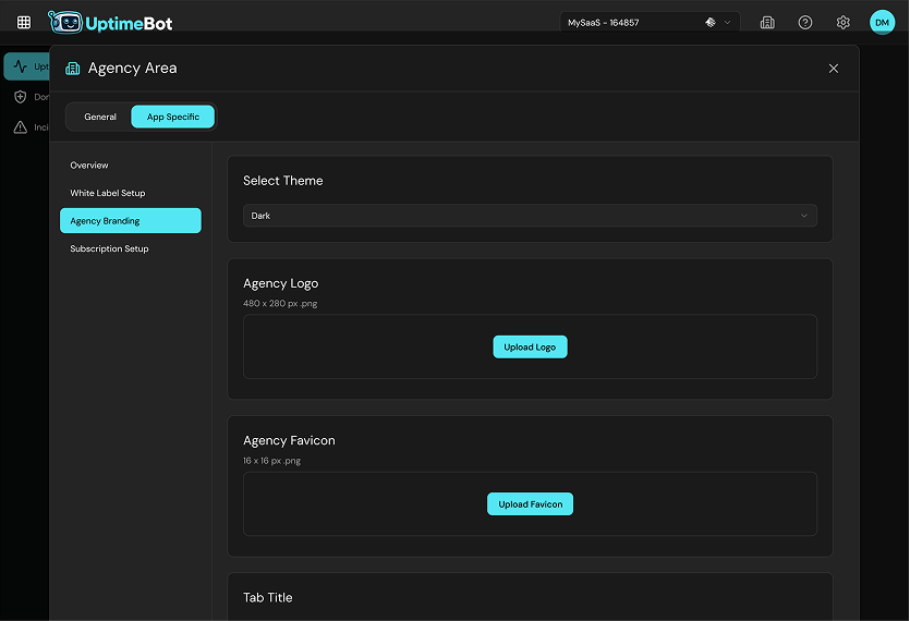 UptimeBot agency dashboard showing client management overview